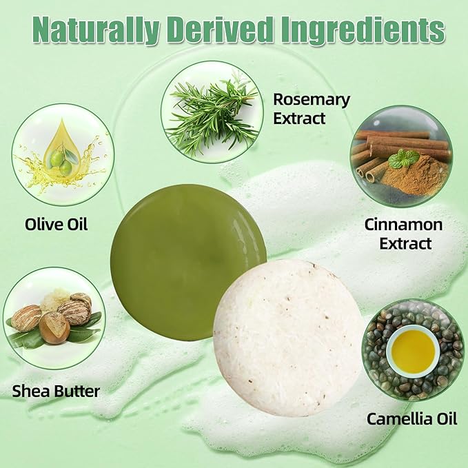 2 Pack Rosemary Shampoo Conditoner Bar Set,Thinning Hair-Volume Shampoo & Conditioner Bar for Men and Women,Hair Thickening & Regrowth Treatment,Hair Growth Soap for Anti-Hair Loss-GlimoraGlow