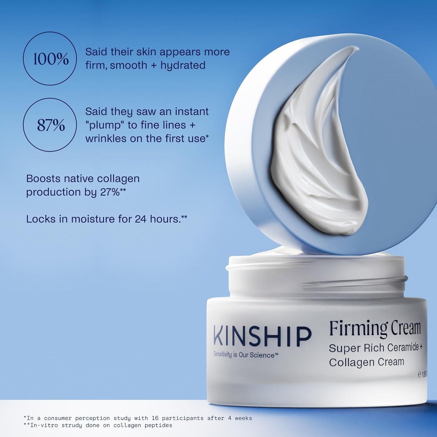 Kinship Super Rich Collagen + Ceramide Firming Cream | Anti Aging, Hydrating Face Moisturizer for Sensitive Skin | Wrinkle Cream - Smooth Fine Lines | Synthetic Fragrance-Free | Derm Approved, (1.7oz)-GlimoraGlow