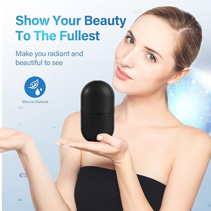 Ice Roller for Face Eye, Ice Roller Mold Face Skin Care Kit for Brighten Skin and Enhance Your Natural Glow Remove Fine Lines Shrink Pores Reduce Acne and Lubricate the Skin (Black)-GlimoraGlow