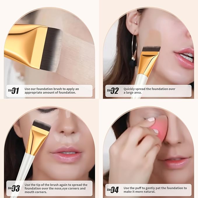 docolor Flat Foundation Brush for Liquid Makeup,Ultra Thin Liquid Foundation Brushes Premium Makeup Face Brush for Blending, Cream, Thin Foundation Brush Makeup Tool Face Foundation Flat Brush-GlimoraGlow