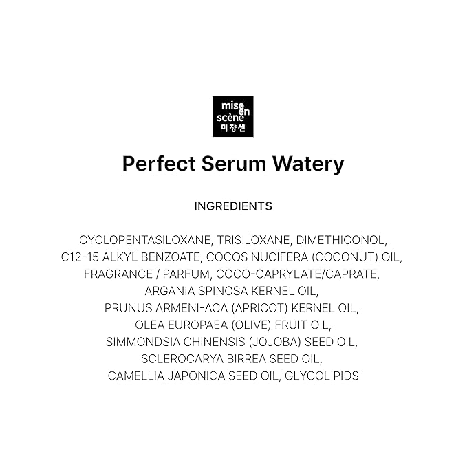 Mise En Scene Perfect Watery Serum for Hair Moisturizing - Korean Hair Argan Oils, Hair Essence for Hydrating with Citrus Scent, Derma Test Completed, 2.70 fl. Oz-GlimoraGlow