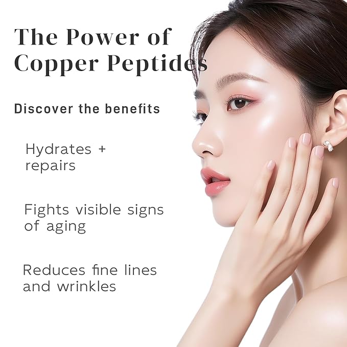 Copper Peptides Serum for Face - Peptides Collagen Renewal & Anti-Aging Serum - GHK-Cu, EGF, Hyaluronic Acid,Collagen - Anti Wrinkle, Firming, Moisturizing-Korean Skin Care,25mL/0.88 Fl Oz-GlimoraGlow
