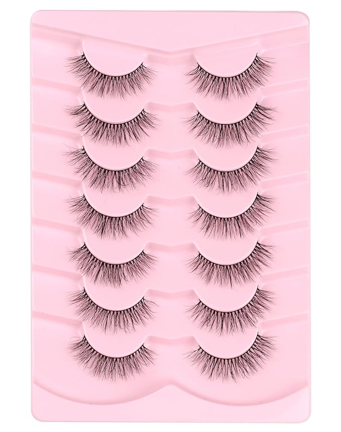 Natural Lashes Wispy False Eyelashes Natural Fake Lashes Fluffy Mink Lashes Short Strip Lashes Pack 7 Pairs-GlimoraGlow