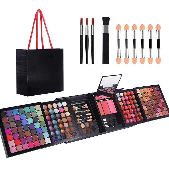 177 Colors Professional Makeup Kit for Women Girls Full Kit Gift Set with Mirror All in One Make up Palette Included Eyeshadow Powder Eye Shadow Gel Lip Gloss Concealer Eyebrow Powder Blush Brushes-GlimoraGlow