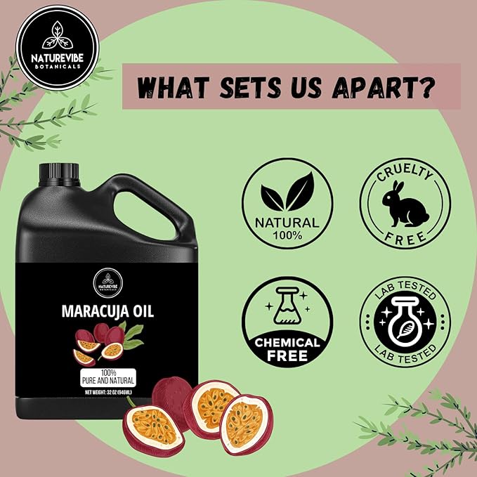 Naturevibe Botanicals Maracuja Oil 32 Ounces | 100% Pure and Natural | Great for Skin Care and Hair Care-GlimoraGlow