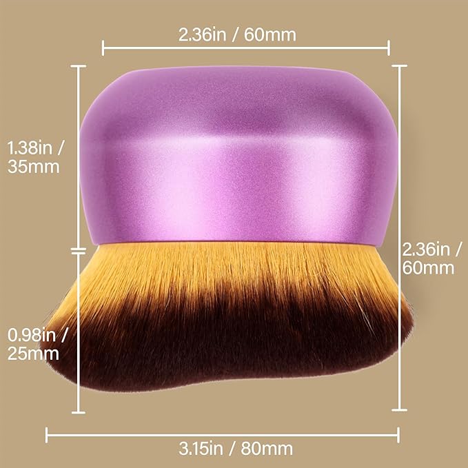 Extra Large Body Makeup Brush For Self Tanner, Leg Makeup &Bronzer Blend,75 mm Wide-headed Kabuki Brush Provides More Even &Pretty Application, Sunscreen Face& Back Makeup Brush, Wet&Dry Use- Purple-GlimoraGlow