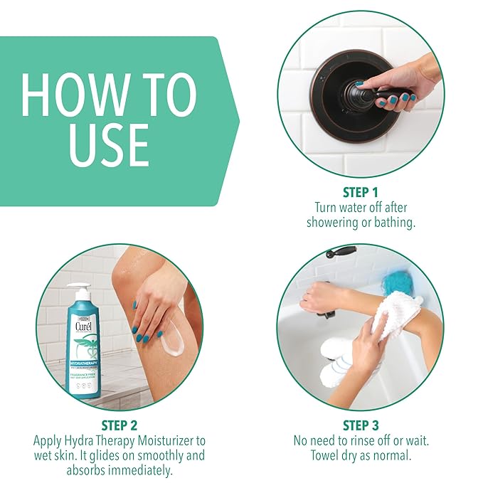 Curel Hydra Therapy In Shower Lotion, Itch Defense Body Moisturizer with Advanced Ceramide Complex, Vitamin E, & Oatmeal Extract, 12 Oz-GlimoraGlow