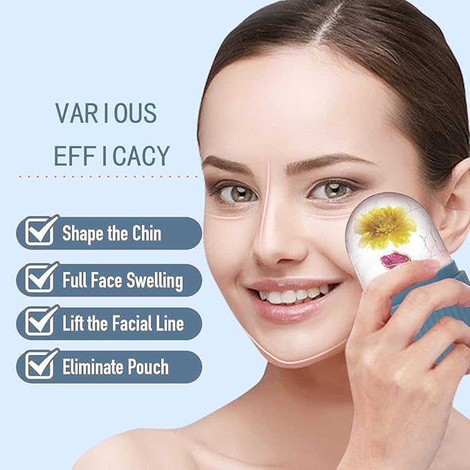 XHJRI Ice Face Roller Massager,Ice Cube Roller for Face, Eyes and Neck Naturally Conditioning and Skin Care,De-Puff Eye Bags,Reduce Migraine Pain,Reusable Massage Silicone Ice Mold (Blue)-GlimoraGlow