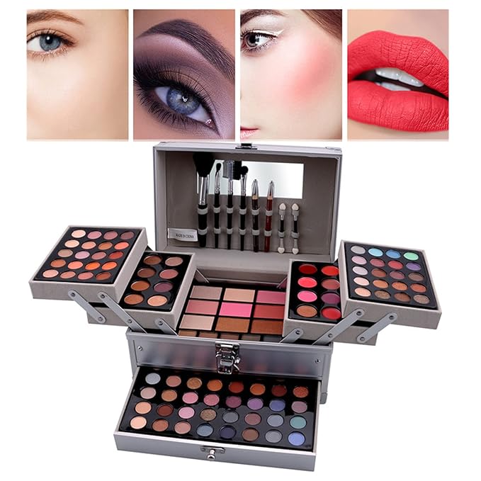 132 Colors All-in-one Makeup Palette Cosmetic Contouring Kit Gift Box Combination with Eyeshadow, Cream Concealer, Eyebrow Powder, Lip Gloss, Blush and Face Pressed Powder-GlimoraGlow