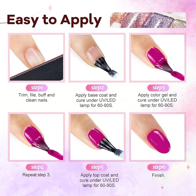 JODSONE 100 PCS Gel Nail Polish Starter Kit with U V Light 95 Colors Macarons Combined with Dark Colors Nail Gel No Wipe Base Coat Top Matte Coat Long Lasting Shine-GlimoraGlow