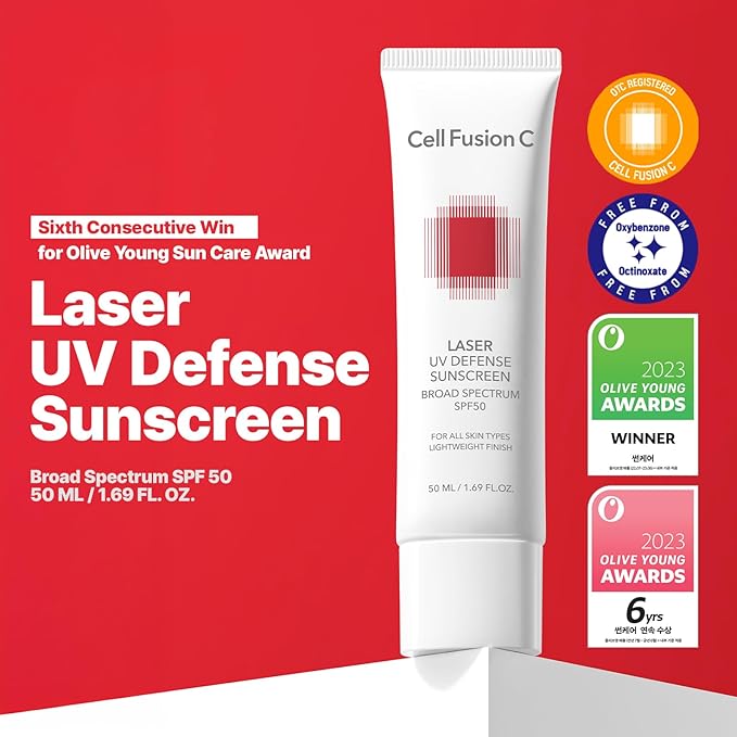 Cell Fusion C Laser UV Defense Face Sunscreen SPF 50, No White Cast and Soft Matt Finish, PDRN & 6 Ceramides Broad Spectrum Korean Sunscreen for Face, 50ml / 1.69 fl.oz-GlimoraGlow