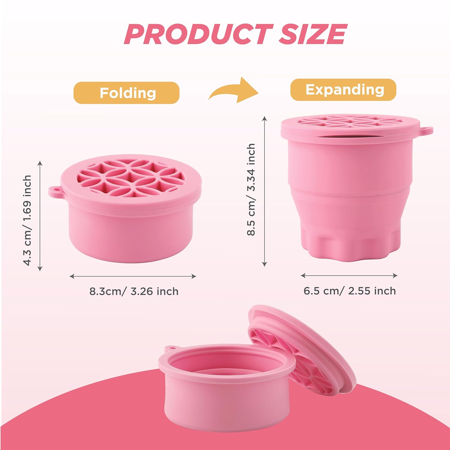 Makeup Brush Cleaner - Foldable Silicone Makeup Brush Cleaner Mat with Brush Storage Holder Makeup Brush Cleaning Bowl Cosmetic Brush Washing Tool for Cleaning Organizer and Drying (Purple and Pink)-GlimoraGlow