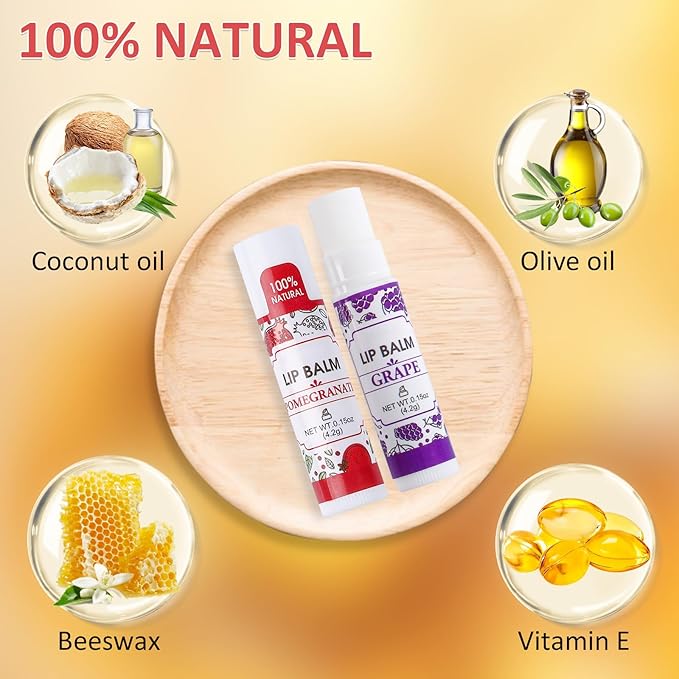 16 Pack Lip Balm, 100% Natural Lip Balm Bulk with Vitamin E and Coconut Oil, Moisturizing Lip Balm for Dry Lips - 16 Flavors-GlimoraGlow