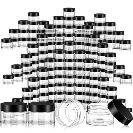 200 Pcs 2 oz Black Plastic Container Cosmetic Jars with Lid Round Plastic Jars Small Travel Containers for Storage Makeup Creams Lotion Ointments-GlimoraGlow
