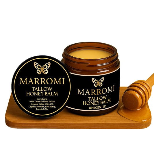 Marromi Beef Tallow for Skin, Tallow Honey Balm, Organic Grass-Fed Beef Tallow Balm with Raw Honey, Natural Soothing Moisturizing (Unscented)-GlimoraGlow