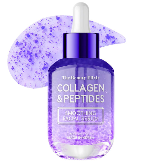 Collagen & Peptides Serum For Face - Dermatologist Tested, Anti-Aging, Hydrating & Repairing Treatment for Fine Lines & Wrinkles - Clean Beauty, Cruelty-Free Korean Skincare - 1.69oz-GlimoraGlow