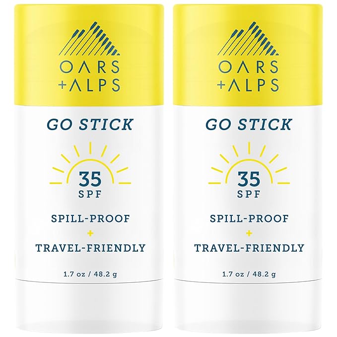 Oars + Alps Go Stick Clear SPF 35 Face Sunscreen, Skin Care Infused with Vitamin E and Antioxidants, Water and Sweat Resistant, TSA Friendly, 1.7 Oz, 2 Pack-GlimoraGlow