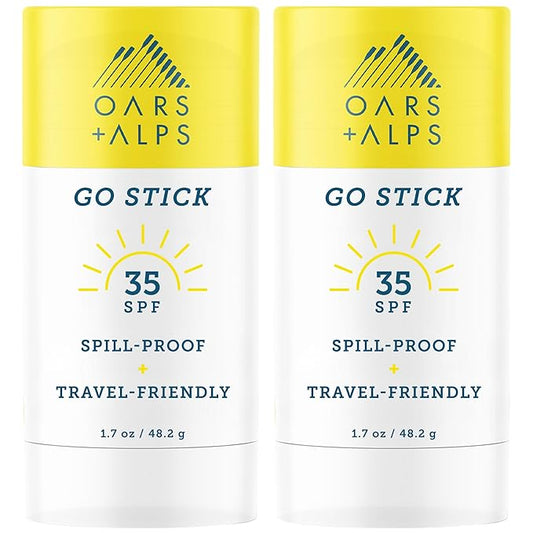Oars + Alps Go Stick Clear SPF 35 Face Sunscreen, Skin Care Infused with Vitamin E and Antioxidants, Water and Sweat Resistant, TSA Friendly, 1.7 Oz, 2 Pack-GlimoraGlow