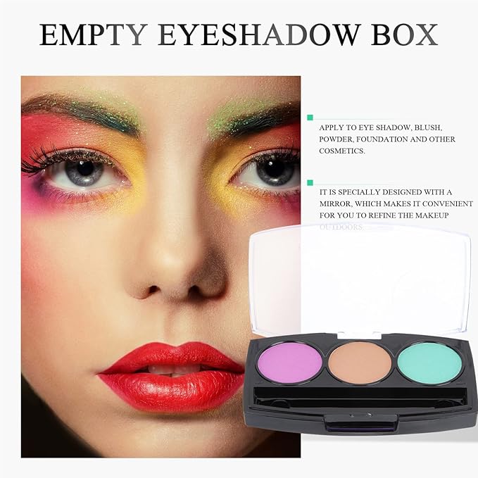 10Pcs Empty Magnetic Eyeshadow Palette Empty Eyeshadow Pans Containers Eyeshadow Palettes 3 Grids Makeup Pans Cosmetic Pans Eyeshadow Makeup Containers for Women Girls-GlimoraGlow