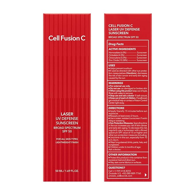 Cell Fusion C Laser UV Defense Face Sunscreen SPF 50, No White Cast and Soft Matt Finish, PDRN & 6 Ceramides Broad Spectrum Korean Sunscreen for Face, 50ml / 1.69 fl.oz-GlimoraGlow
