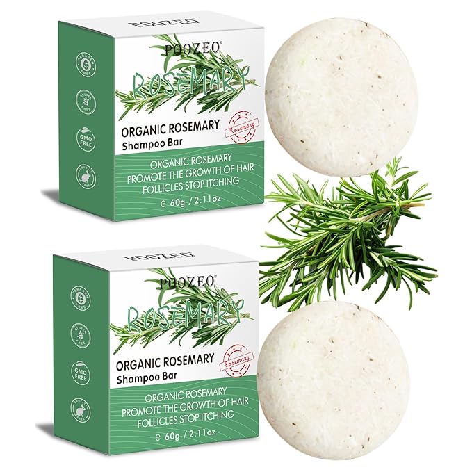 2 Pack Rosemary Hair Shampoo Bar,Deep Cleansing for Scalp Hair Loss Shampoo Soap,Organic Hair Oil Control,Solid Shampoo for Hair Growth, Refreshing and Hydrating Soap for Stocking Stuffers Women Gifts-GlimoraGlow