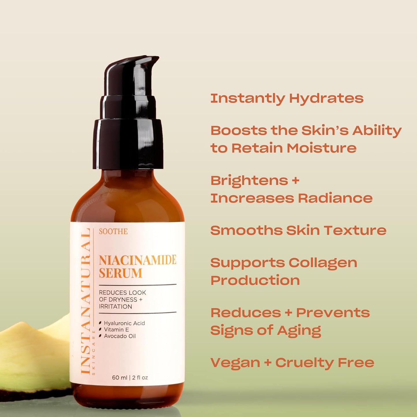 InstaNatural Niacinamide Face Serum, Hydrates, Soothes, Reduces Irritation, Redness, Lines, Wrinkles, and Other Signs of Aging, with Hyaluronic Acid and Vitamin E, 2 Fl Oz-GlimoraGlow