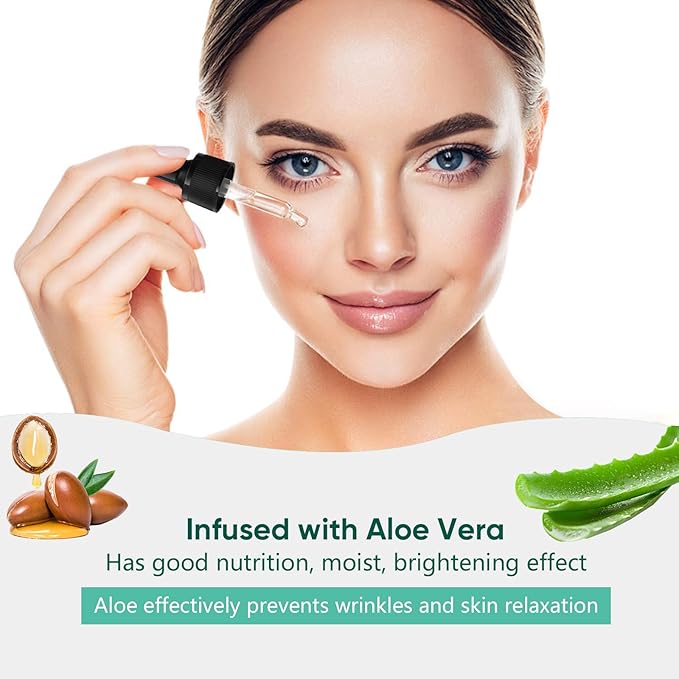 Aloe Vera Eye Serum Dark Circles Under Eye Treatment for Women to Reduce Appearance of Puffy Eyes Eye Bags Fine Lines and Wrinkles for All Skin Types, Beauty Skin Care Gift-GlimoraGlow