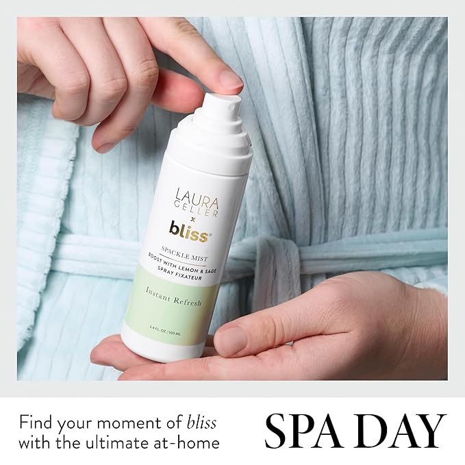 LAURA GELLER NEW YORK x Bliss Spackle Mist Boost with Lemon & Sage - Long-Lasting Dewy Skin Makeup Setting Spray - Brighten and Soothe Dull Skin-GlimoraGlow