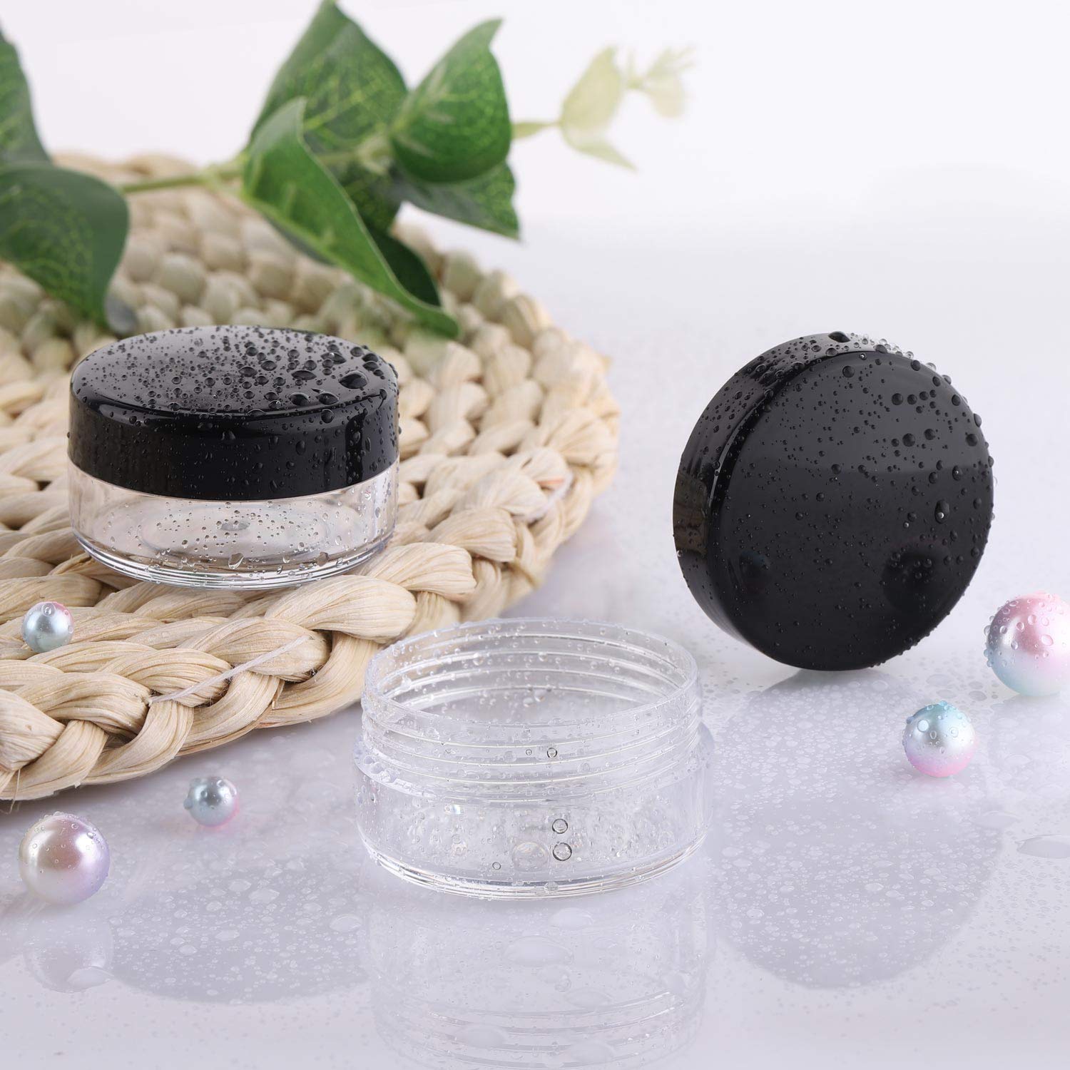 100 Count 10g Small Sample Containers with Lids Plastic Jar Cosmetic Jars Empty Makeup Jars Lip Balm Containers - Black-GlimoraGlow