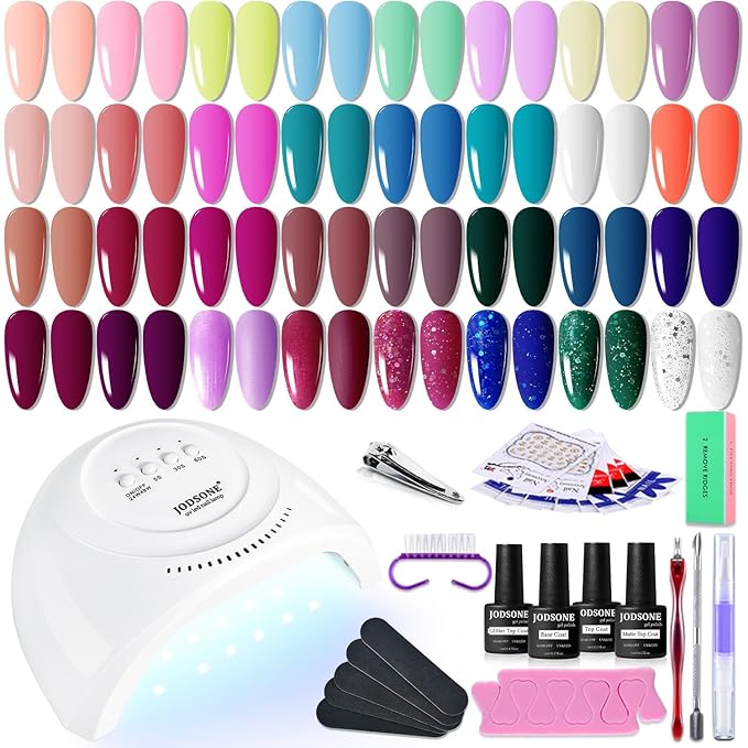 JODSONE 36 PCS Gel Nail Polish Starter Kit U V Light and Dark Series Gel Nail Set No Wipe Base Matte and Glossy Top Coat All Kinds of Manicure Tools-GlimoraGlow