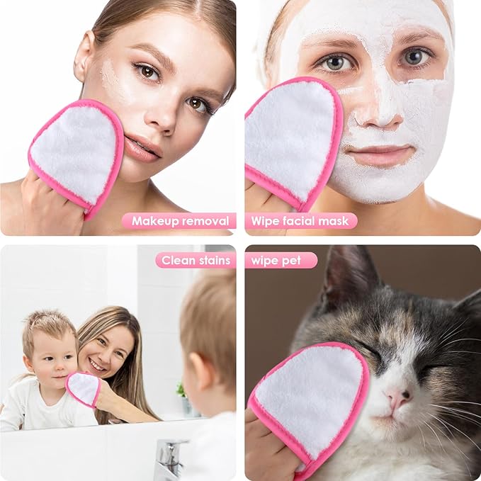 SINLAND Reusable Makeup Remover Pads For Face,Eye,Lips Microfiber Gentle Facial Cleansing Cloths for All Skin Types Friendly for Makeup Remover With Laundry Bag 5.1inchx3.93inch White Pack of 6-GlimoraGlow