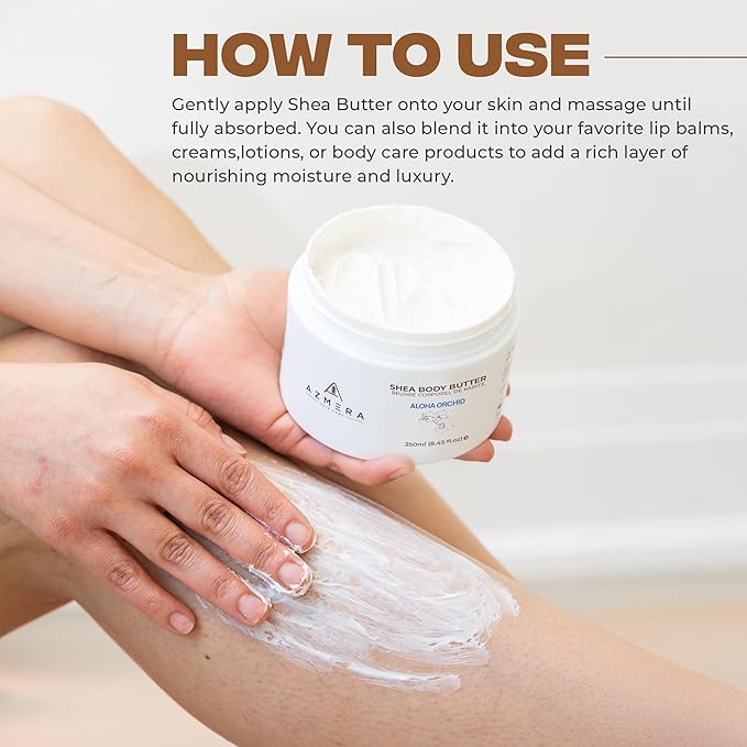 AZMERA Handcrafted Whipped Shea Body Butter – Luxurious Orchid Scented Moisturizer for Dry, Sensitive Skin with Argan Oil & Vitamin E – Vegan, Non-Greasy Skincare – 8.82 oz-GlimoraGlow