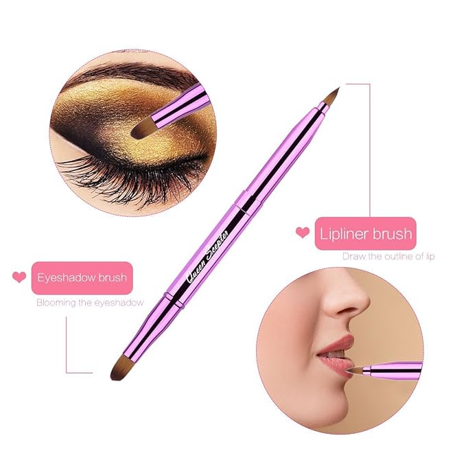 Cosmetic Brushes Lip Eye Double Sided Makeup Brush with Cap for Travel Retractable Lip Brush Eyebrow Brush Concealer Brush For Lipstick Portable Purple-GlimoraGlow