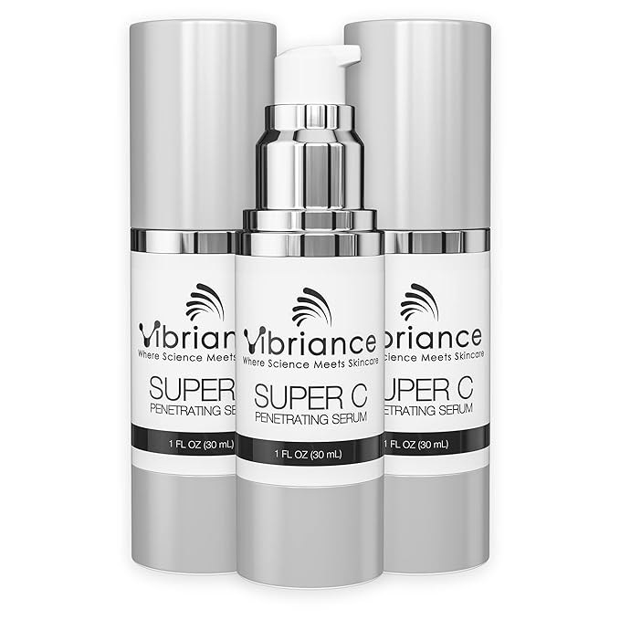 Vibriance Super C Serum for Mature Skin - All-in-One Vitamin Formula Hydrates, Firms, Lifts, Smooths, Targets Age Spots, Wrinkles, 1 fl oz - Pack of 3-GlimoraGlow