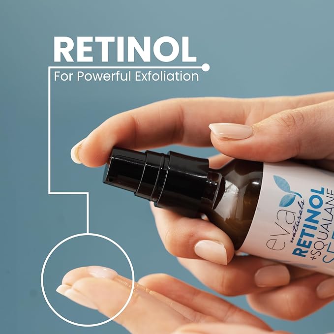 Eva Naturals Retinol + Squalane Serum – Anti Aging Face Serum for Wrinkles, Collagen Boost, Eye & Night Use – Retinoid Skin Care for Acne, Pores, Dark Spots & Sensitive Skin-GlimoraGlow