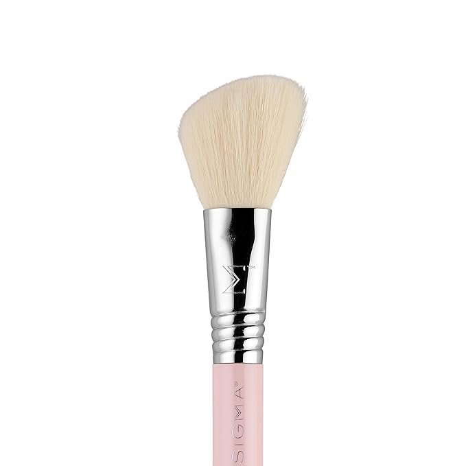 Sigma Beauty Travel Essential Trio - Makeup Brush Set for Foundation Powder Eyeshadow - 3 Tool Brushes with Brush Tin Holder - - Skin Safe, Vegan Makeup Brushes for Travel - Light Pink-GlimoraGlow