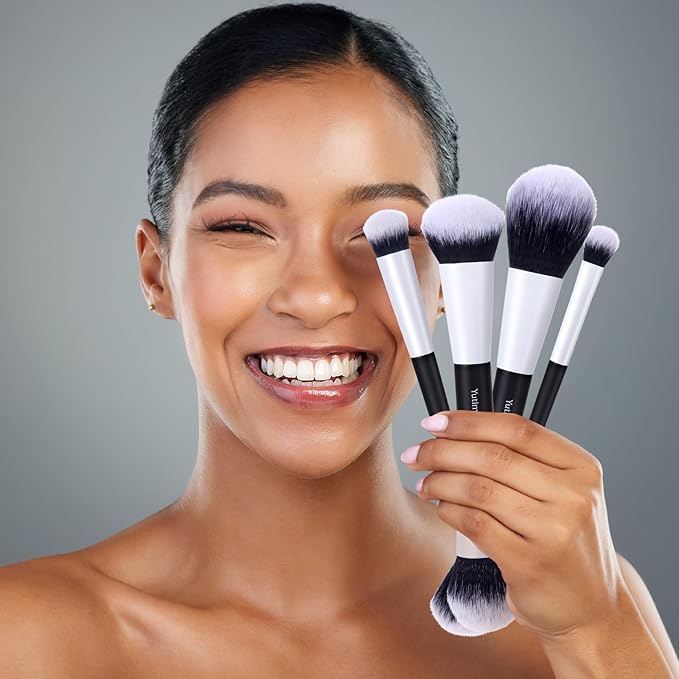 Makeup Brush Set 10pc, Dual-Ended Makeup Brushes For Bronzer, Contour, Eyeshadow, Blush, Concealer, Foundation-GlimoraGlow