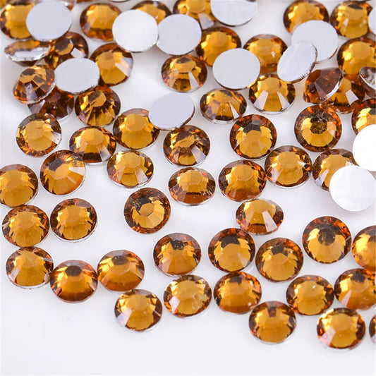 1500 Pieces SS16 4mm Flatback Rhinestones Clear Glass Round Gems Crystals for Nail Art DIY Crafts Clothes Shoes Bags （Yellow Coffee）-GlimoraGlow