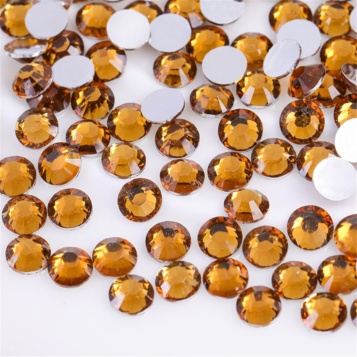 1000 Pieces SS20 5mm Flatback Rhinestones Clear Glass Round Gems Crystals for Nail Art DIY Crafts Clothes Shoes Bags （Yellow Coffee）-GlimoraGlow