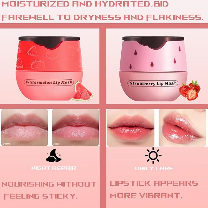 2 PCS Bee Lip Balm Honey Pot, Bee Lip Balm Sleeping Lip Mask Overnight with Sticks, Honey Pot Lip Balm Hydrating Exfoliating Prevention Dry and Crack Lip Scrubs-GlimoraGlow