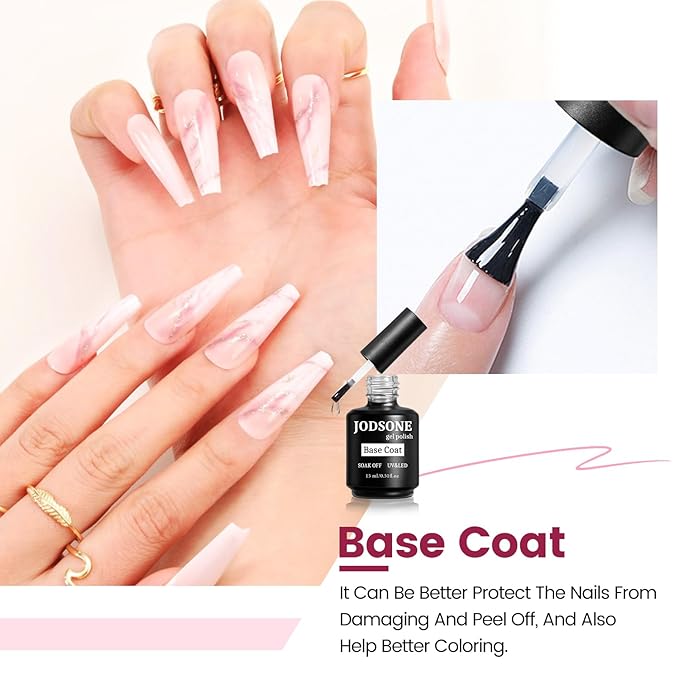 JODSONE 15ML Base Coat Gel Nail Polish Gel Glossy Quick Drying Durable Soak Off Clear No Wipe-GlimoraGlow
