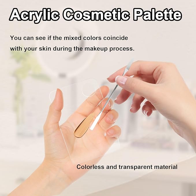 2 Pcs Acrylic Cosmetic Makeup Palette with 2 Pcs Makeup Spatula,Foundation Palette,Makeup Mixing Palette for Foundation Eye Shadow Lipsticks Nail Art-GlimoraGlow