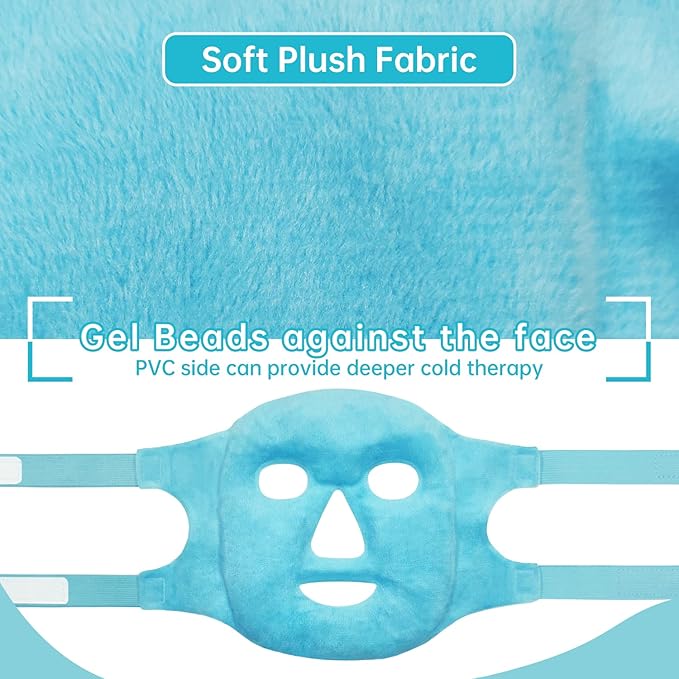 Ice Face Mask Reusable and Cold Gel Eye Mask for Puffiness/Dark Circles/Eye Bags/Dry Eyes/Headaches/Migraines/Stress Relief, Ice Pack for Eyes & Face (Blue)-GlimoraGlow