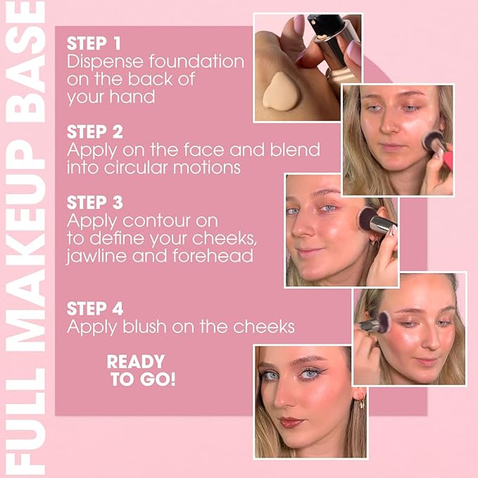 LAMORA Foundation Brush for Liquid Makeup - Kabuki Face Brush for Cream, Powder, Blush, and Concealer - Flat Top Blending, Buffing, Stippling Brush-GlimoraGlow