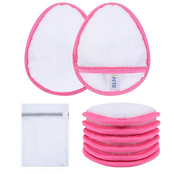 SINLAND Reusable Makeup Remover Pads For Face,Eye,Lips Microfiber Gentle Facial Cleansing Cloths for All Skin Types Friendly for Makeup Remover With Laundry Bag 5.1inchx3.93inch White Pack of 6-GlimoraGlow