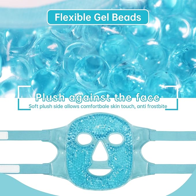 Ice Face Mask Reusable and Cold Gel Eye Mask for Puffiness/Dark Circles/Eye Bags/Dry Eyes/Headaches/Migraines/Stress Relief, Ice Pack for Eyes & Face (Blue)-GlimoraGlow