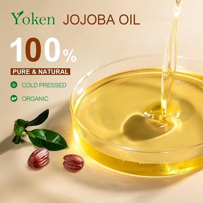 Yoken 1 Gallon Jojoba Oil EWG Verified - 100% Pure Jojoba Oils Bulk Cold Pressed Unrefined Hexane Free Virgin Golden jojoba Carrier Oil for Hair Skin Massage DIY Natural Body Moisturizer-GlimoraGlow