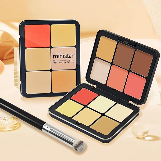12 Colors Cream [Blush+Contour+Concealer+Highlighter] Makeup Palette for Cheeks - Multi-functional Makeup Palette with Brush, Natural Matte Long Wearing, Waterproof Face Makeup Palette (#05)-GlimoraGlow