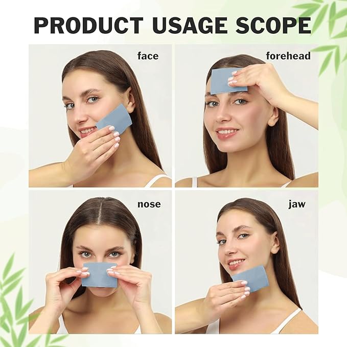 Natural Bamboo Charcoal Oil Absorbing Tissues - 6pk/600 Oil Blotting Sheets For Face, Oil Control Film, Oil Absorbing Sheets, Makeup Friendly-GlimoraGlow
