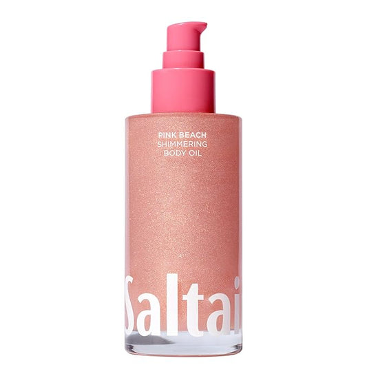 Saltair Shimmering Body Oil - Pink Beach Scented Dry Oil Moisturizer with Light-Reflecting Pearl Pigments. Moisturizing Glow for All Skin Types - 4 Fl Oz-GlimoraGlow